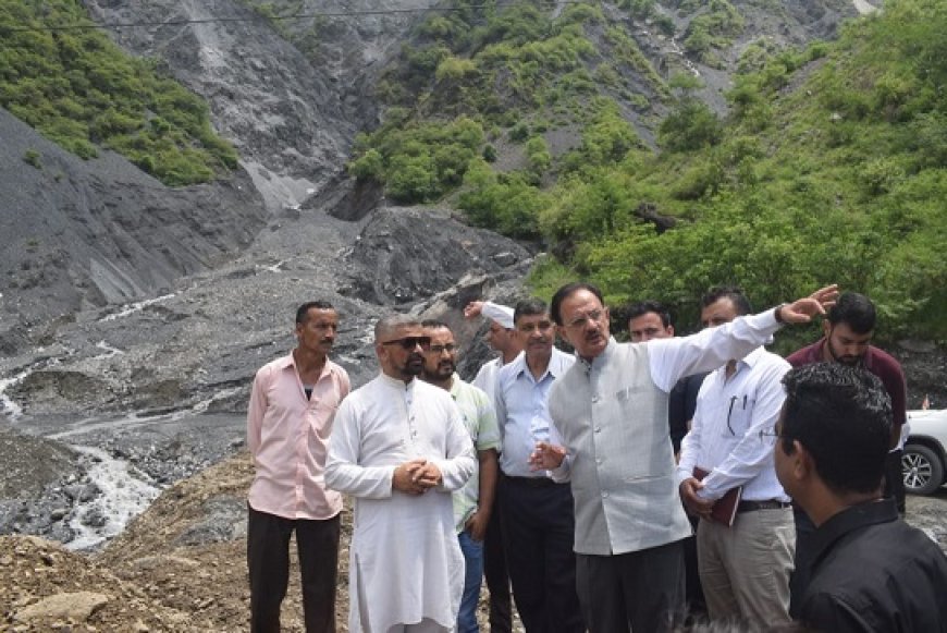 उद्योग मंत्री ने भारी वर्षा से हुए नुकसान का जायजा लेने शिलाई विस के आसपास के गांवों का किया दौरा  
