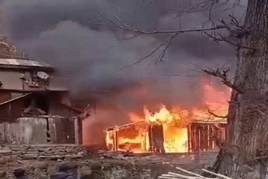 आगजनी की चपेट में आने से 3 लकड़ी के शैड और वेटरनरी अस्पताल का भवन जलकर राख 