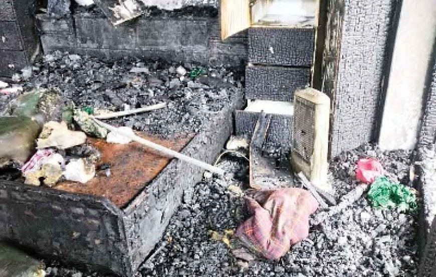 आगजनी की भेंट चढ़ा मकान, घटना में लाखों की संपत्ति जलकर राख  