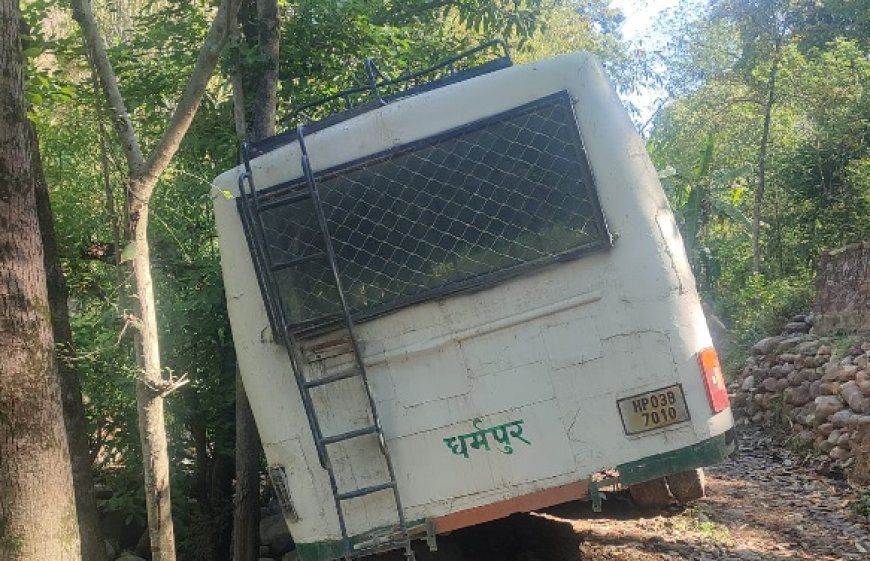धर्मपुर के मनुधार में सरकारी बस दुर्घटनाग्रस्त, बाल-बाल बची 40 सवारियां,मची अफरा तफरी