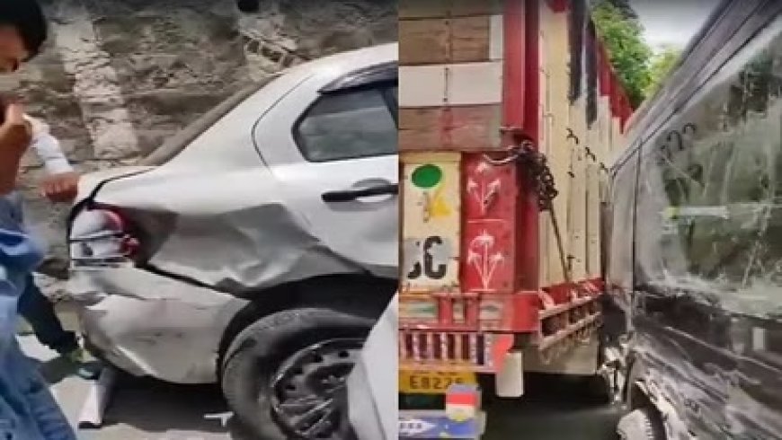अटल टनल रोहतांग के समीप एक ट्रक ने तीन वाहनों को टक्कर, हादसे में कोई हताहत नहीं