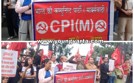 फिलिस्तीन पर हो रहे हमलों और युद्ध में हजारों बेगुनाह लोगों के नरसंहार के खिलाफ शिमला में सीटू का प्रदर्शन