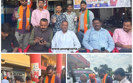 भाजपा कार्यकर्ताओं सहित सदस्यता अभियान में जुटे पूर्व मंत्री सुख राम चौधरी 