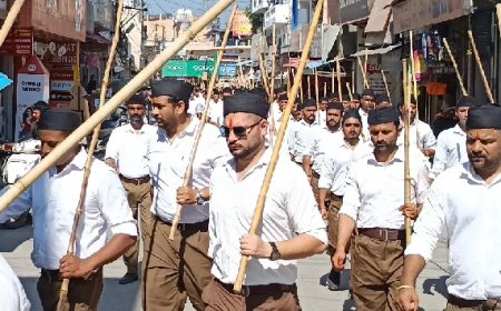 शिमला शहर में आरएसएस का पथ संचलन, राष्ट्रीय एकता का दिया संदेश 