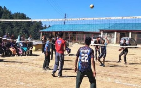 डिग्री कॉलेज चायलकोटी में वॉलीबॉल प्रतियोगिता में बीए तृतीय वर्ष के खिलाड़ी रहे विजेता 