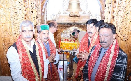 स्थानीय निधि लेखा समिति के सभापति एवं अन्य सदस्यों ने माँ शूलिनी मंदिर में नवाया शीश