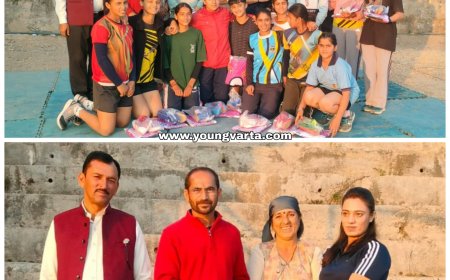 अर्जुन अवार्डी भारतीय महिला कब्बड्डी टीम की कप्तान ऋतू नेगी ने शिलाई कब्बड्डी अकादमी की लड़कियों को दिए किट और मैट शू 