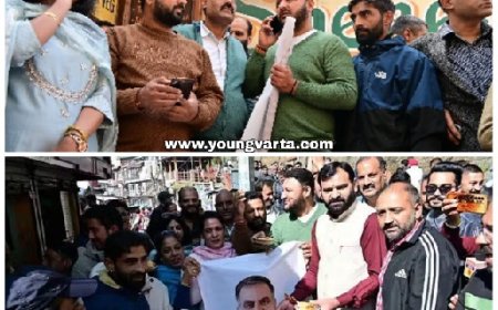 भाजपा युवा मोर्चा ने शिमला में समोसा मार्च निकालकर, सुक्खू सरकार के खिलाफ किया प्रदर्शन