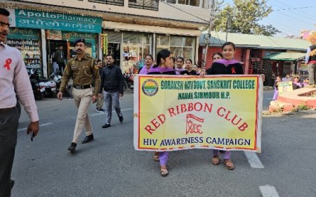 संस्कृत महाविद्यालय नाहन के छात्रों ने विश्व एड्स दिवस के उपलक्ष्य पर निकाली जन जागरूकता रैली 