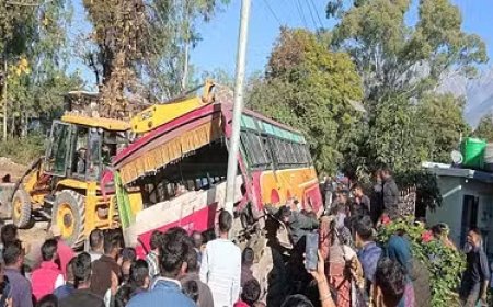 धर्मशाला-नगरोटा पर मझेटली में निजी बस व कार में जोरदार टक्कर, हादसे में दो लोग घायल