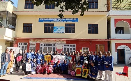 माता पद्मावती कॉलेज ऑफ नर्सिंग के छात्रों ने आस्था इंस्टीट्यूट ऑफ स्पेशल एजुकेशन नाहन का किया दौरा 