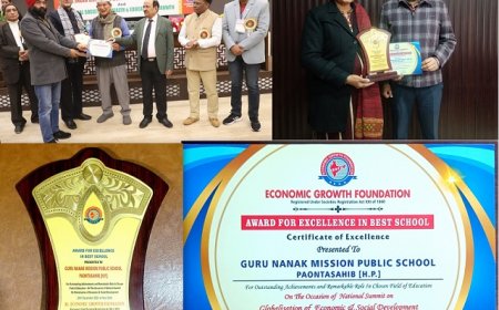 गुरु नानक मिशन पब्लिक स्कूल शिक्षा के क्षेत्र में इकोनामिक ग्रोथ फाउंडेशन,इंडिया द्वारा श्रेष्ठ विद्यालय पुरस्कार से सम्मानित 