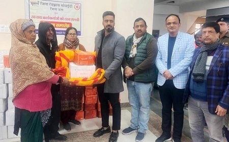 रेड क्रॉस सोसाइटी ने जरूरतमंद लोगों और सफाई कर्मियों को 115 हाइजीन किटें और कंबल की वितरित