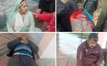 मंडी के जोगिंदर नगर में गहरी खाई में गिरी जीप, घटना में पांच लोग घायल