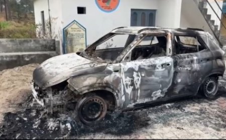 झंडूता के गण्ढीर में देर रात अचानक गाड़ी जलकर राख 