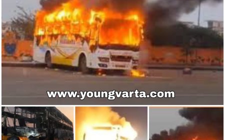 आगरा-लखनऊ एक्सप्रेस वे पर महाकुंभ से लौट रहे श्रद्धालुओं की बस में लगी आग , 52 यात्री थे सवार
