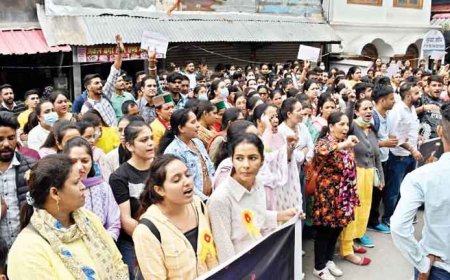 दस सालों में न नीति बनी ना ही बढ़ा वेतन , मांगे लेकर एमडी से मिलने पहुंचे एनएचएम आउटसोर्स महिला कर्मचारी 