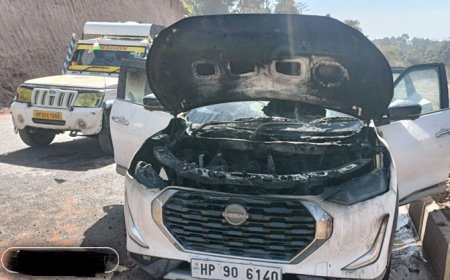 नेशनल हाई-वे पर चलती कार में भडक़ी आग, कोई जानी नुकसान नहीं 