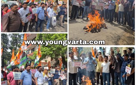 नेशनल हेराल्ड की चार्जशीट पर भड़की युवा कांग्रेस , शिमला में ईडी दफ्तर के बाहर किया प्रदर्शन , फूंका पीएम मोदी का पुतला