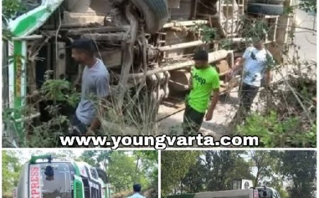 मंडी के कलखर-जाहू सुपर हाईवे पर अनियंत्रित होकर सड़क पर पलटी निजी बस, हादसे में आधा दर्जन लोग घायल 