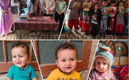 गुमान सिंह शर्मा ने अपने परपोते अद्विक शर्मा (कृतार्थ) के जन्मदिन पर स्कूली बच्चों को बांटी कॉपी पेन और चॉकलेट्स