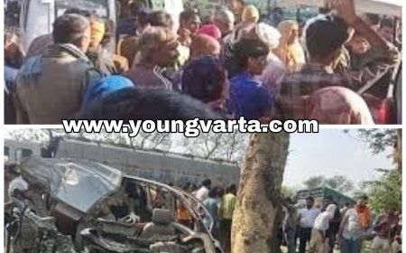 तेज रफ्तार टिप्पर और स्कूली वैन में टक्कर , चालक समेत सात बच्चों की मौत , कई घायल