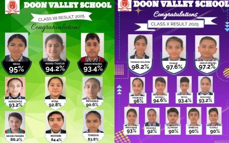 दून वैली स्कूल का सीबीएसई बोर्ड परीक्षा में शानदार प्रदर्शन,तनीषा ने 98.5 प्रतिशत अंकों के साथ पाया प्रथम स्थान 