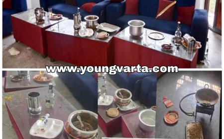 जल शक्ति विभाग के रैस्ट हाऊस में युवा कांग्रेस के वर्करों ने मचाया हुड़दंग , मांस-मदिरा के  सेवन का वीडियो वायरल