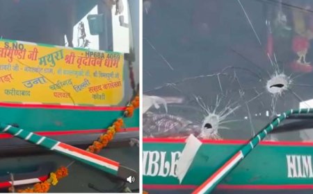 पंजाब में एचआरटीसी बस पर पत्थराव , बाइक सवार बदमाशों ने तोड़े शीशे ,  चामुंडा से वृंदावन जा रही थी निगम की बस