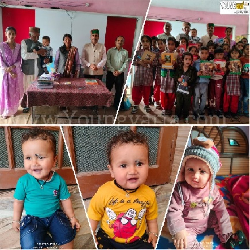गुमान सिंह शर्मा ने अपने परपोते अद्विक शर्मा (कृतार्थ) के जन्मदिन पर स्कूली बच्चों को बांटी कॉपी पेन और चॉकलेट्स
