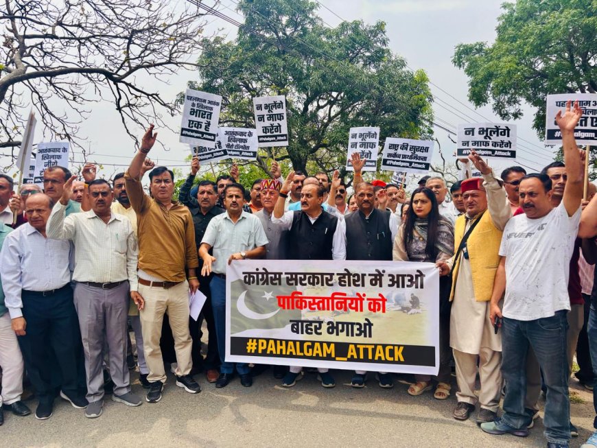 आतंकवाद के खिलाफ नाहन में भाजपा का प्रदर्शन,उपायुक्त के जरिए राज्यपाल और सीएम को भेजा मांग पत्र