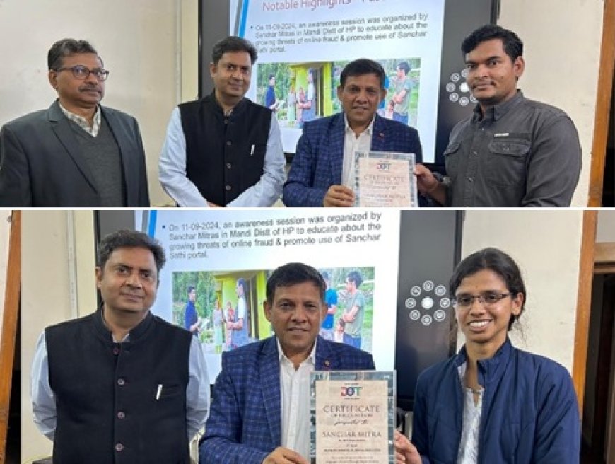 दूरसंचार विभाग, हिमाचल प्रदेश एलएसए द्वारा संचार मित्रों को मान्यता पत्र प्रदान