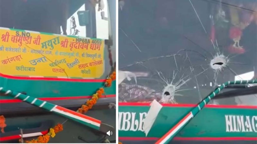 पंजाब में एचआरटीसी बस पर पत्थराव , बाइक सवार बदमाशों ने तोड़े शीशे , चामुंडा से वृंदावन जा रही थी निगम की बस