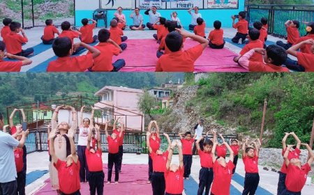 आयुष विभाग पनोग द्वारा स्कूल में 11वा अंतरराष्ट्रीय योग दिवस धूमधाम से आयोजित 