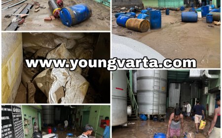 इंडो फ़ाइटोकैम फार्मास्युटिकल्स उद्योग में घुसा बाढ़ का पानी , उद्योगों का लाखों रुपए का कच्चा माल बर्बाद 