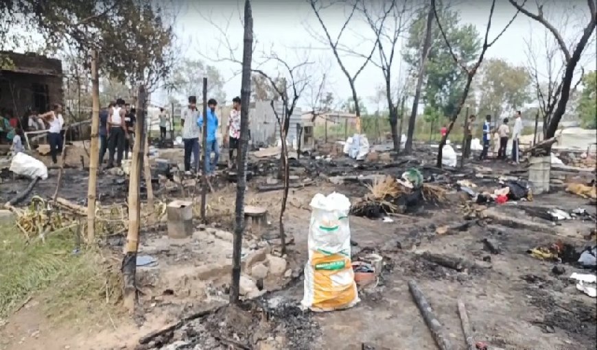 बद्दी के टोल बैरियर के समीप आग लगने से 23 झुग्गियां जलकर राख, घटना में लाखों रुपये का नुकसान