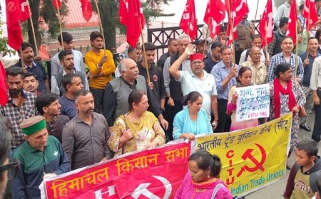 केंद्रीय ट्रेड यूनियनों के राष्ट्रव्यापी आह्वान पर शिमला में किसान-मजदूर संगठनों ने किया जोरदार प्रदर्शन