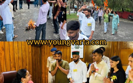 प्रदेश सरकार की जॉब ट्रेनी पॉलिसी के विरोध एबीवीपी ने नाहन में फूंका मुख्यमंत्री का पुतला 