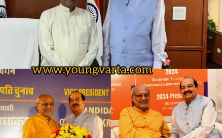 उपराष्ट्रपति पद के राष्ट्रीय जनतांत्रिक गठबंधन के प्रत्याशी सीपी राधाकृष्णन से मिले राज्य सभा सांसद हर्ष महाजन 