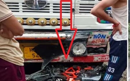 बाइक और ट्रक के बीच जोरदार टक्कर,हादसे में बाइक सवार युवक गंभीर रूप से घायल