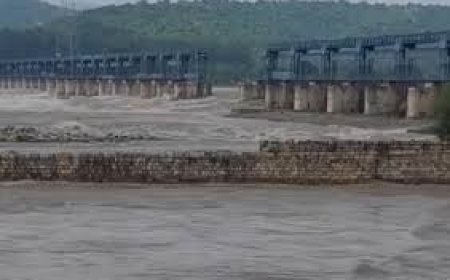 रावी पर बने माधोपुर हेडवर्क्स का फ्लड गेट टूटा , एक कर्मचारी बहा , नदी का जलस्तर बढ़ा