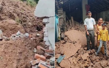 कोटला में बल्लाह की पहाड़ी दरकी,मकानों में मलबा घुसने से सारा सामान दबा 