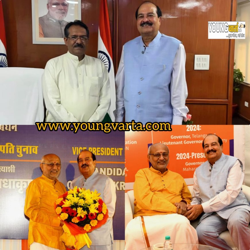 उपराष्ट्रपति पद के राष्ट्रीय जनतांत्रिक गठबंधन के प्रत्याशी सीपी राधाकृष्णन से मिले राज्य सभा सांसद हर्ष महाजन 