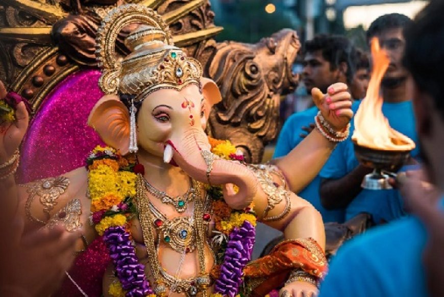 गणपति उत्सव को लेकर हिंदू आश्रम में की गई मूर्ति स्थापना