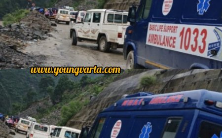 इंसानी हौसले के आगे टिक नहीं सकी प्राकृतिक आपदा की बाधाएं , क्षतिग्रस्त फोरलेन से सुरक्षित निकाली एंबुलेंस