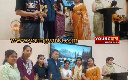 हिन्दी उत्सव पर आयोजित भाषण में साक्षी, निबंध में महक, पोस्टर मेकिंग में आंचल और नारा लेखन में रिया ने झटका प्रथम स्थान