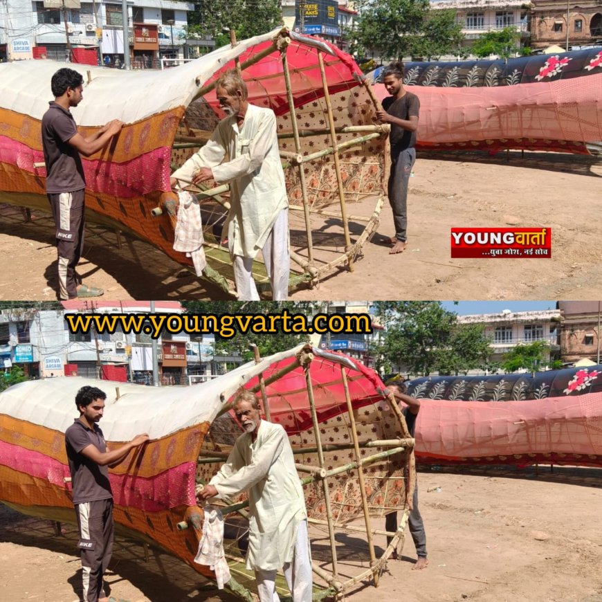 सौहार्द के रंग भर रहे मुस्लिम कारीगर , दशहरा पर्व  के लिए रावण मेघनाथ और कुंभकरण का पुतला बनाने में जुटे कारीगर