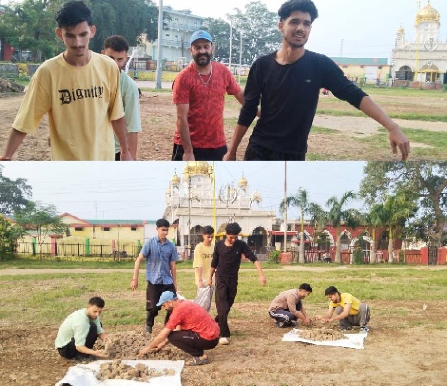 नाहन चौगान में एनएसयूआई के कार्यकर्ता और हिम फिजिकल अकादमी के बच्चों ने की साफ-सफाई 