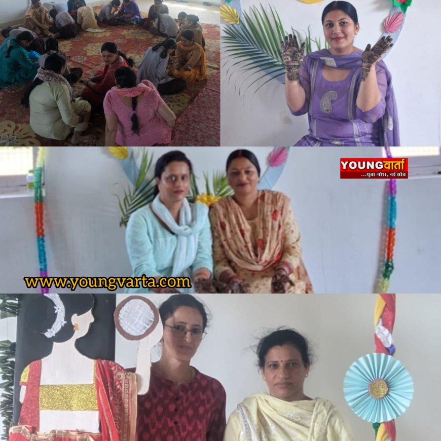 पब्लिक स्कूल की नारी शक्ति के सम्मान में अनूठी पहल , स्कूल परिसर में सुहागिनों निशुल्क किया मेहदी लगाने का आयोजन