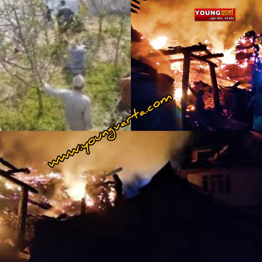 ठियोग में भीषण अग्निकांड , गांव में आग की भेंट चढ़े पांच घर , जिंदा जली गाय